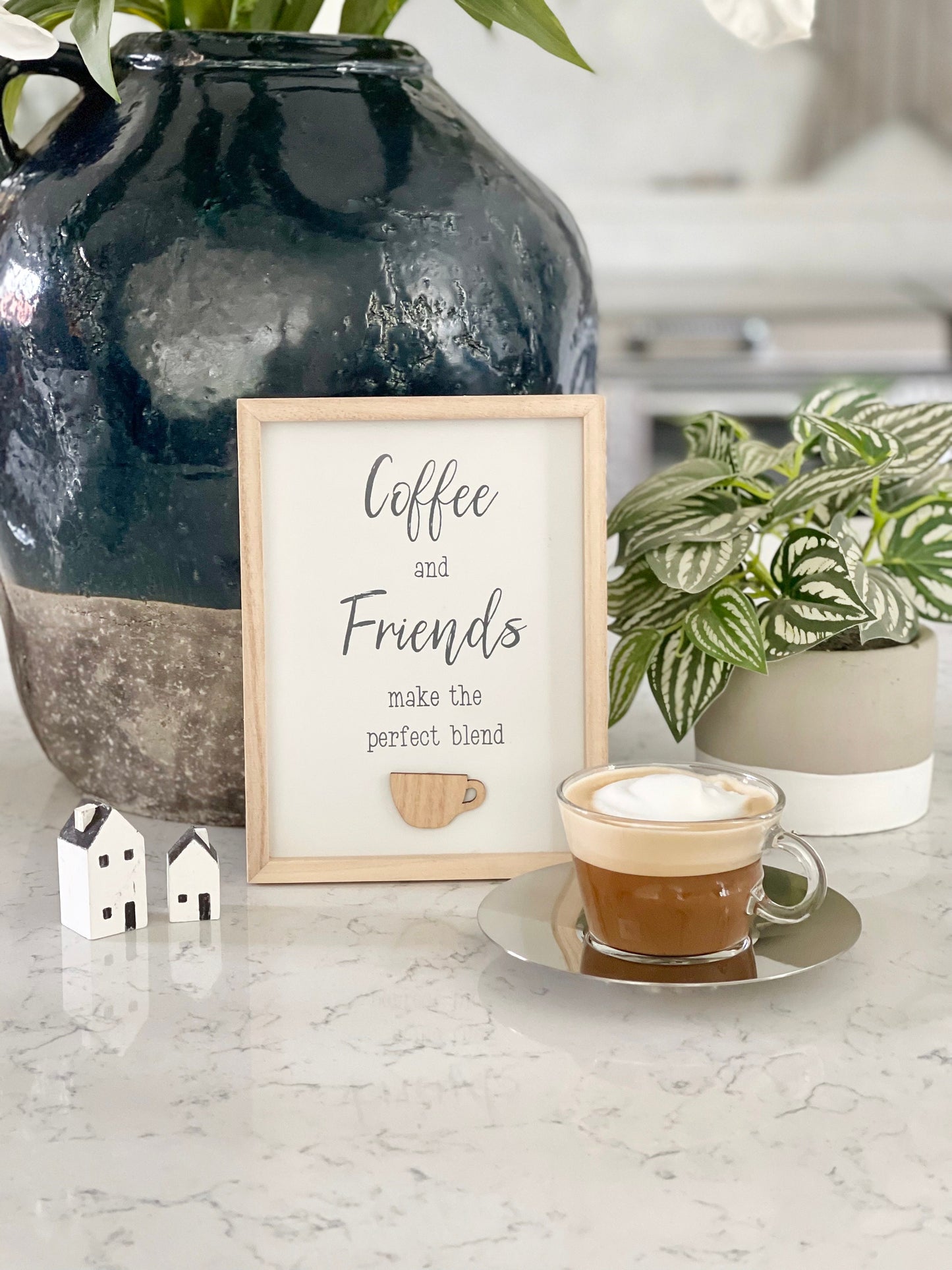 Framed 'Coffee and Friends ...' sign