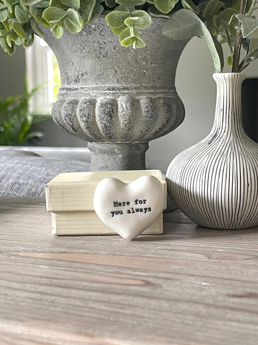Porcelain Thank You Pebble Heart with Giftbox