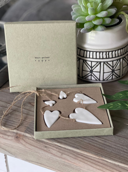 East Of India Porcelain Garland/Bunting - Hearts