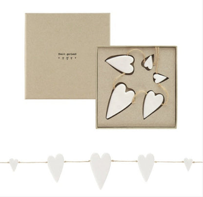 East Of India Porcelain Garland/Bunting - Hearts