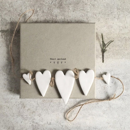 East Of India Porcelain Garland/Bunting - Hearts