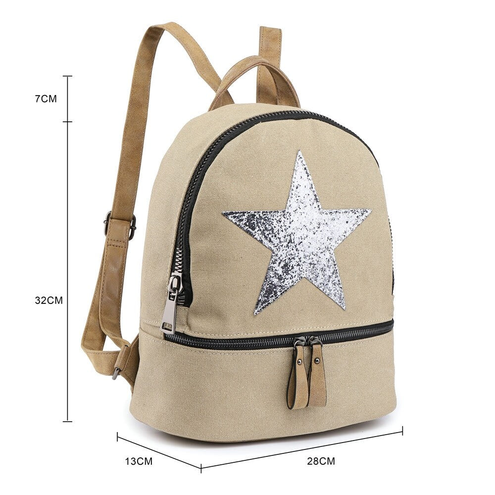 Yellow Canvas Rucksack/Backpack with Silver Star