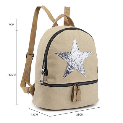Yellow Canvas Rucksack/Backpack with Silver Star
