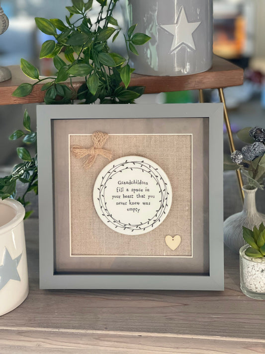Framed Porcelain Momento  - Grandchildren Fill your Heart