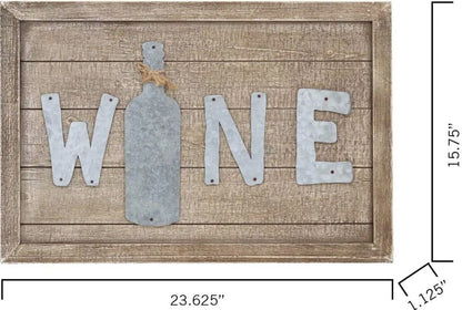 Wood Wine Sign Decor with Galvanized Wine Lettering