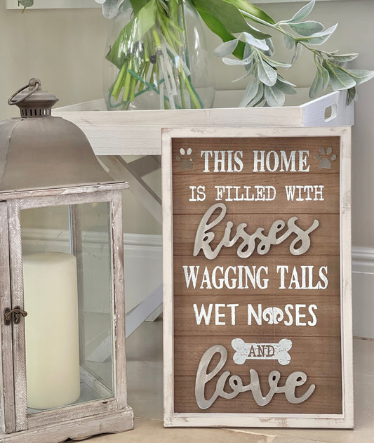 Large Love Pet Rustic Wood Framed Wall Sign