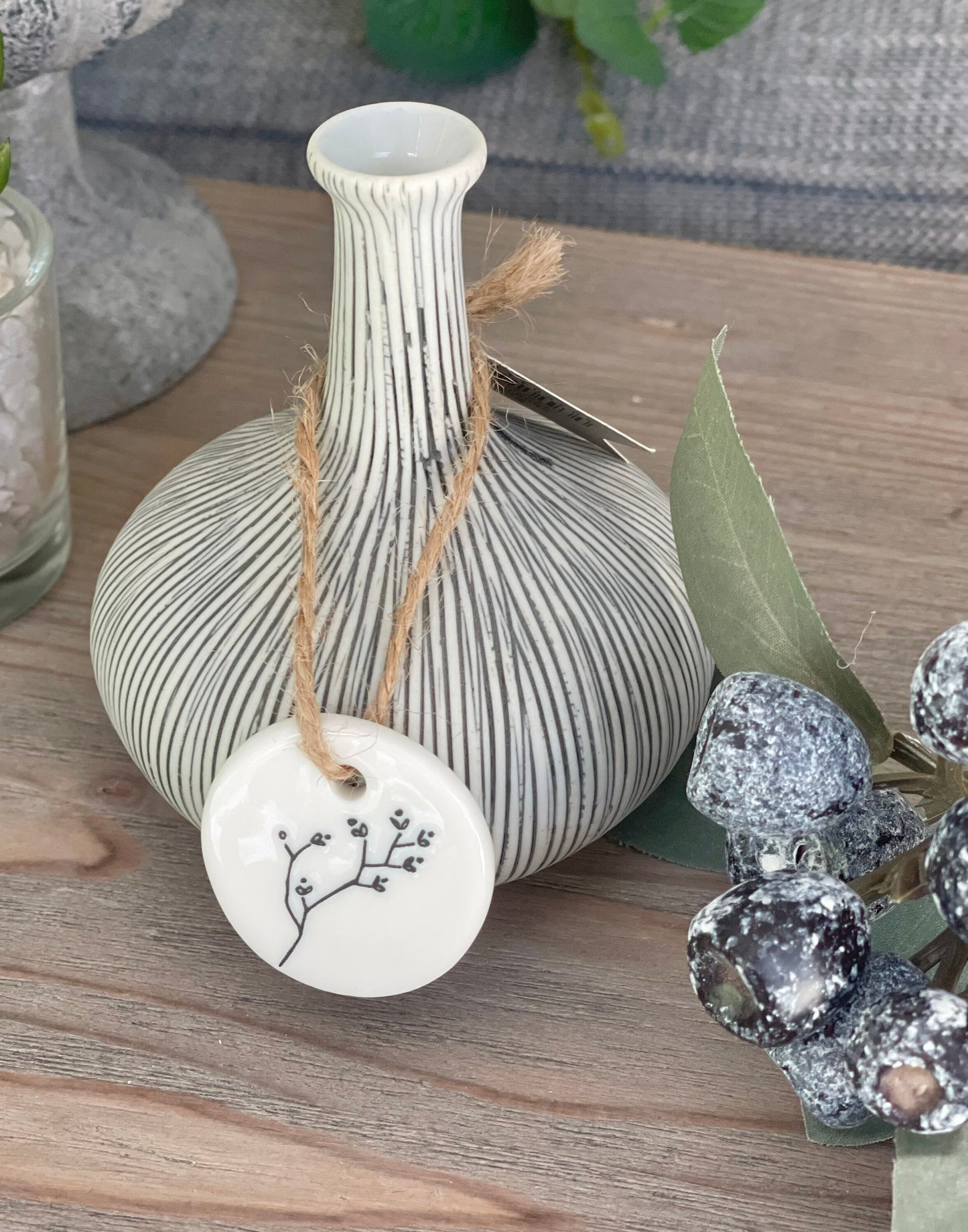 East Of India 'Sending You Hugs'  Porcelain Hanging Token