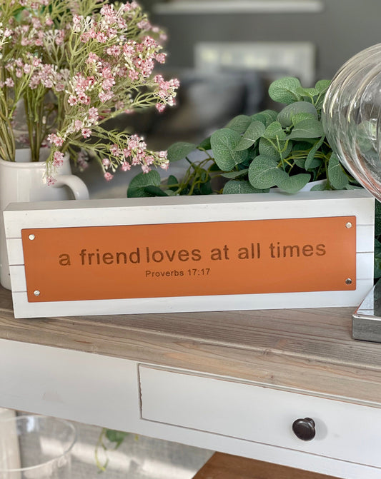 Faux Leather Engraved Wood Block Wall Sign