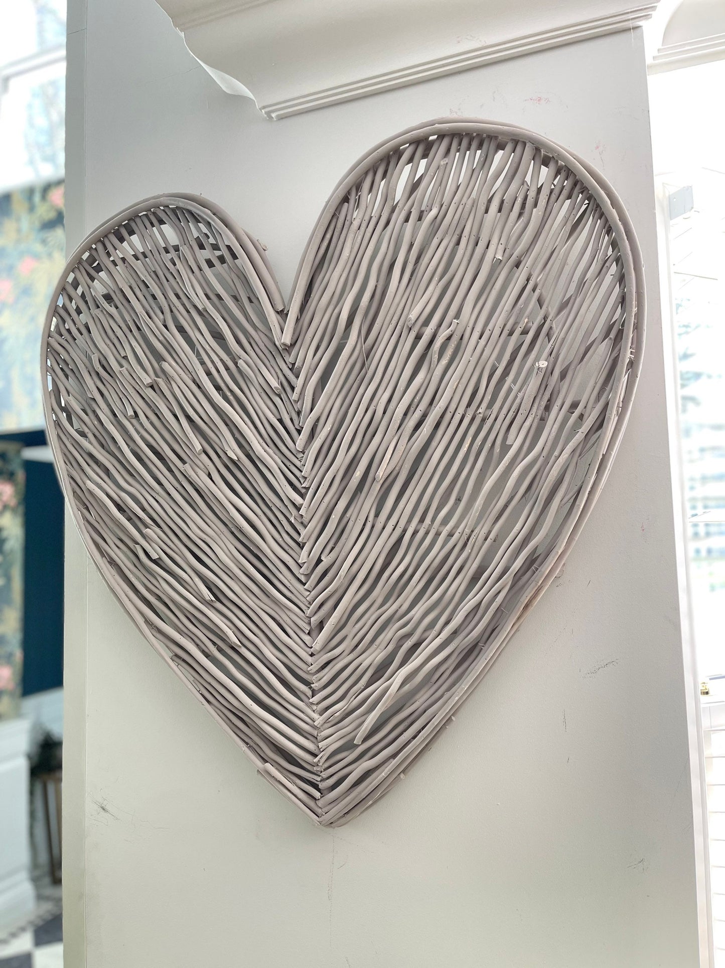 Large Taupe Wicker Heart