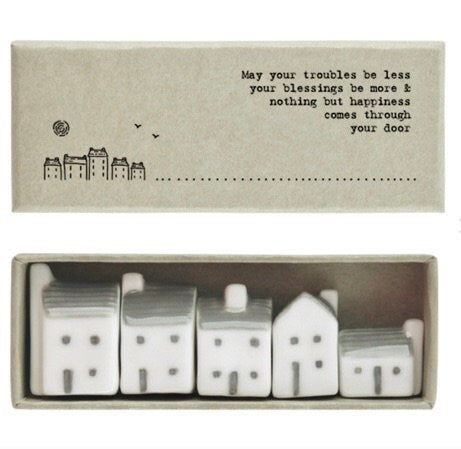 Mini White Porcelain Houses in a Box