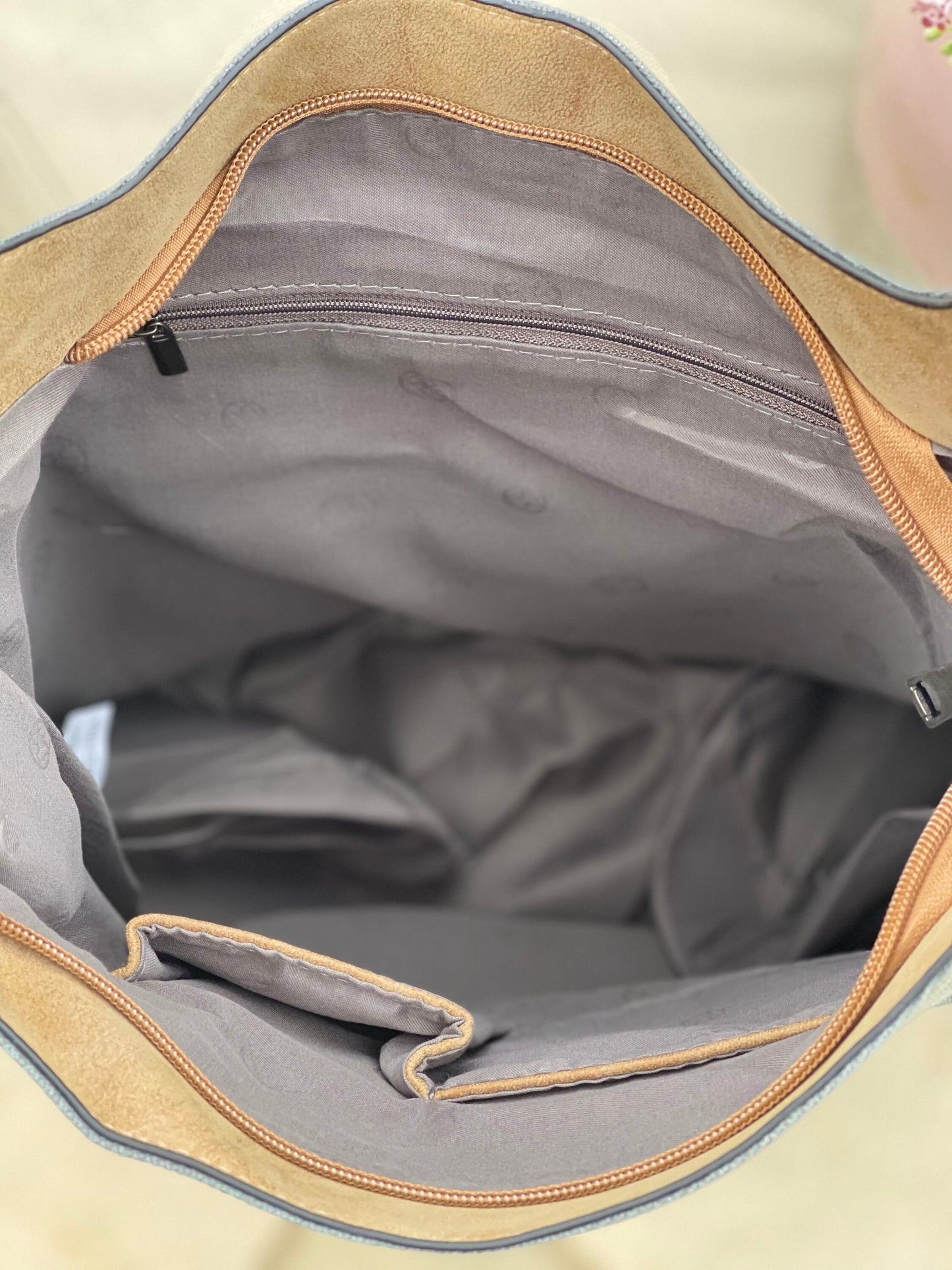 Pale Grey Tote/Shoulder Bag with Encrusted Star