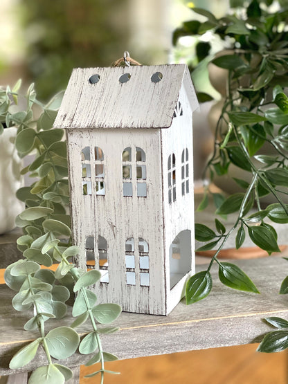 White Tea Light House - 16cm