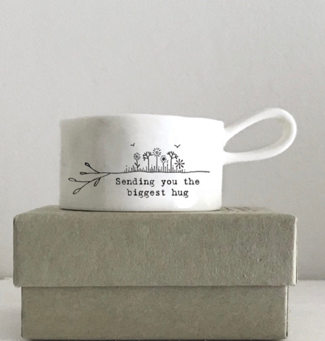 East of India Handled tea light holder - "Biggest Hug”