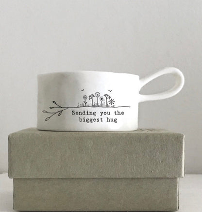 East of India Handled tea light holder - "Biggest Hug”