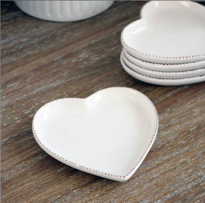 Small Antique White Heart Plate