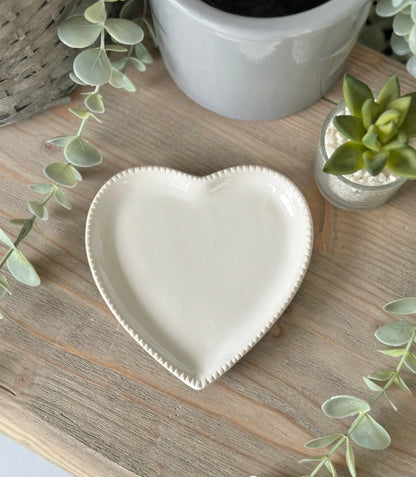 Small Antique White Heart Plate