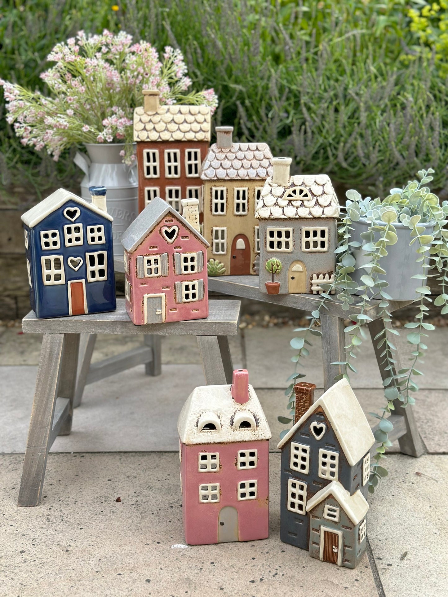 Cream Traditional Village Garden House Candle Holder