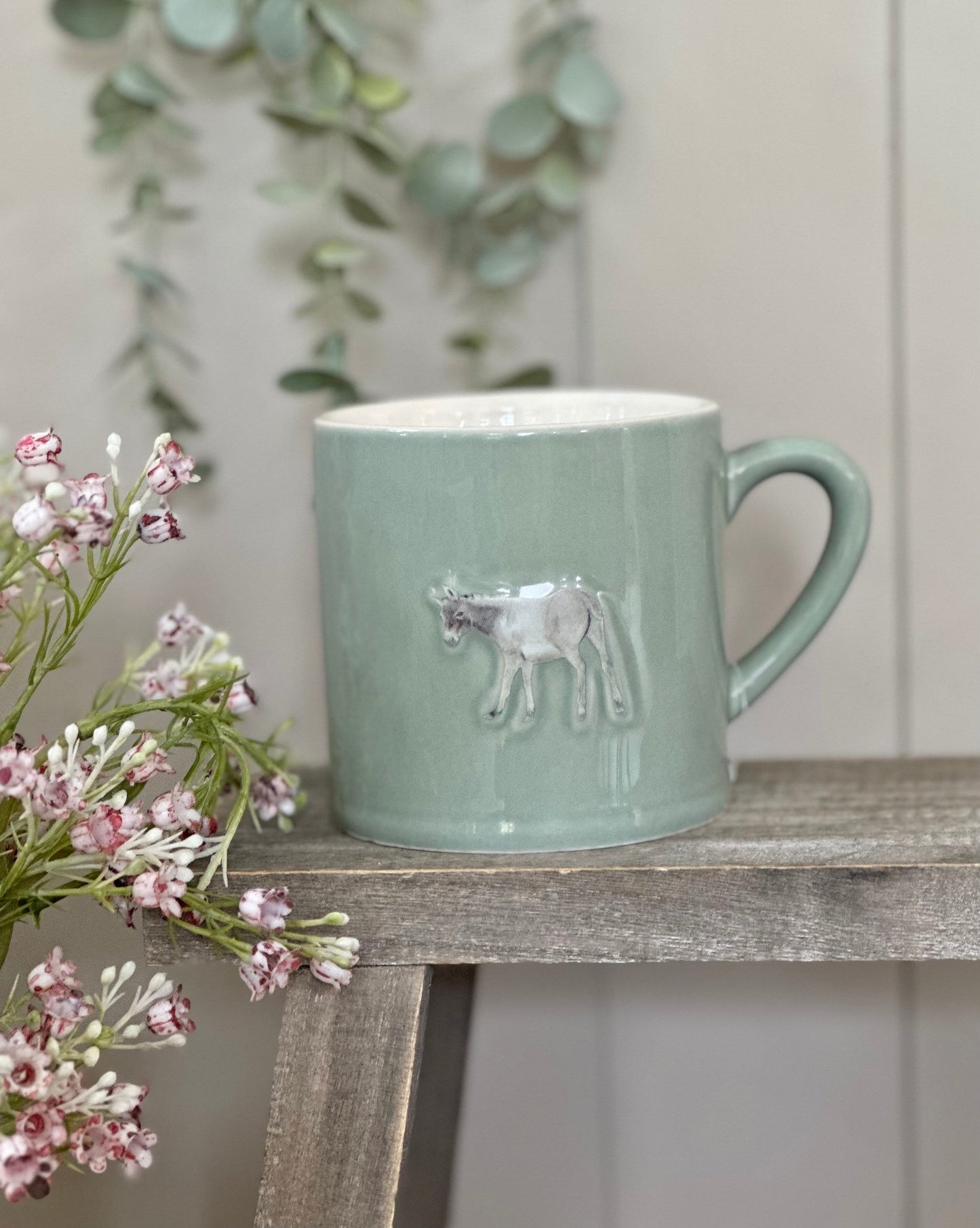 Stoneware Embossed Donkey Mug