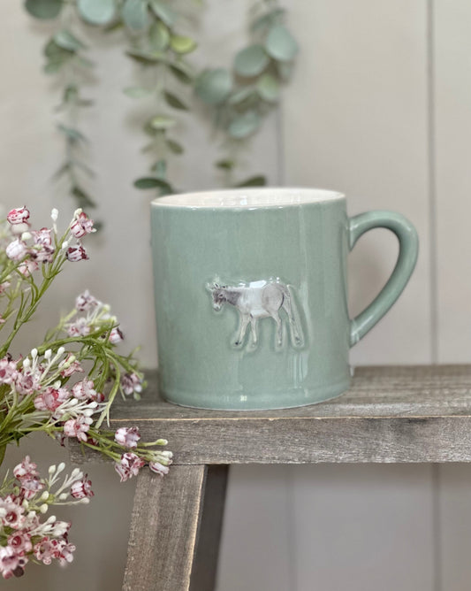 Stoneware Embossed Donkey Mug