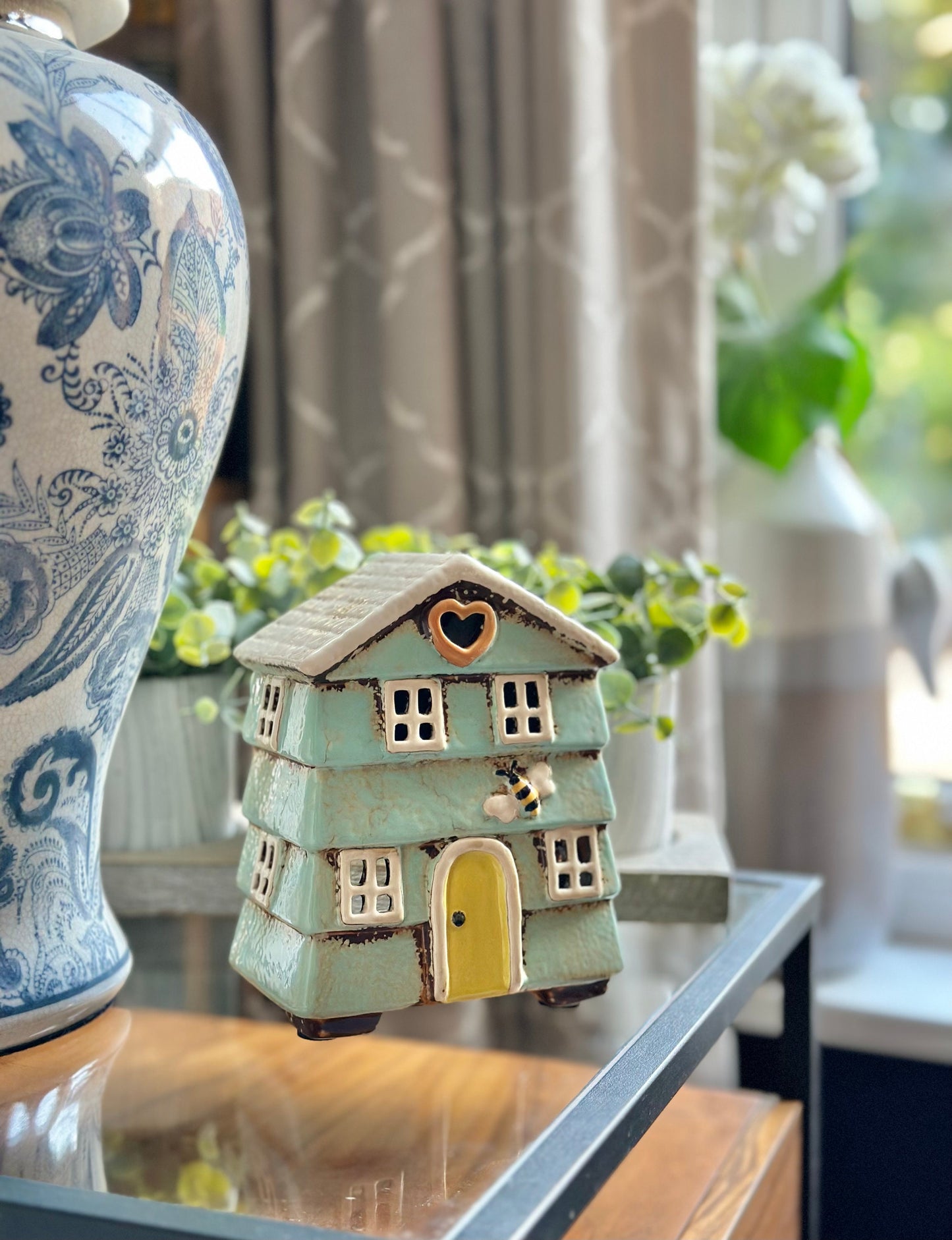 Ceramic Beehive House Aqua Tea light