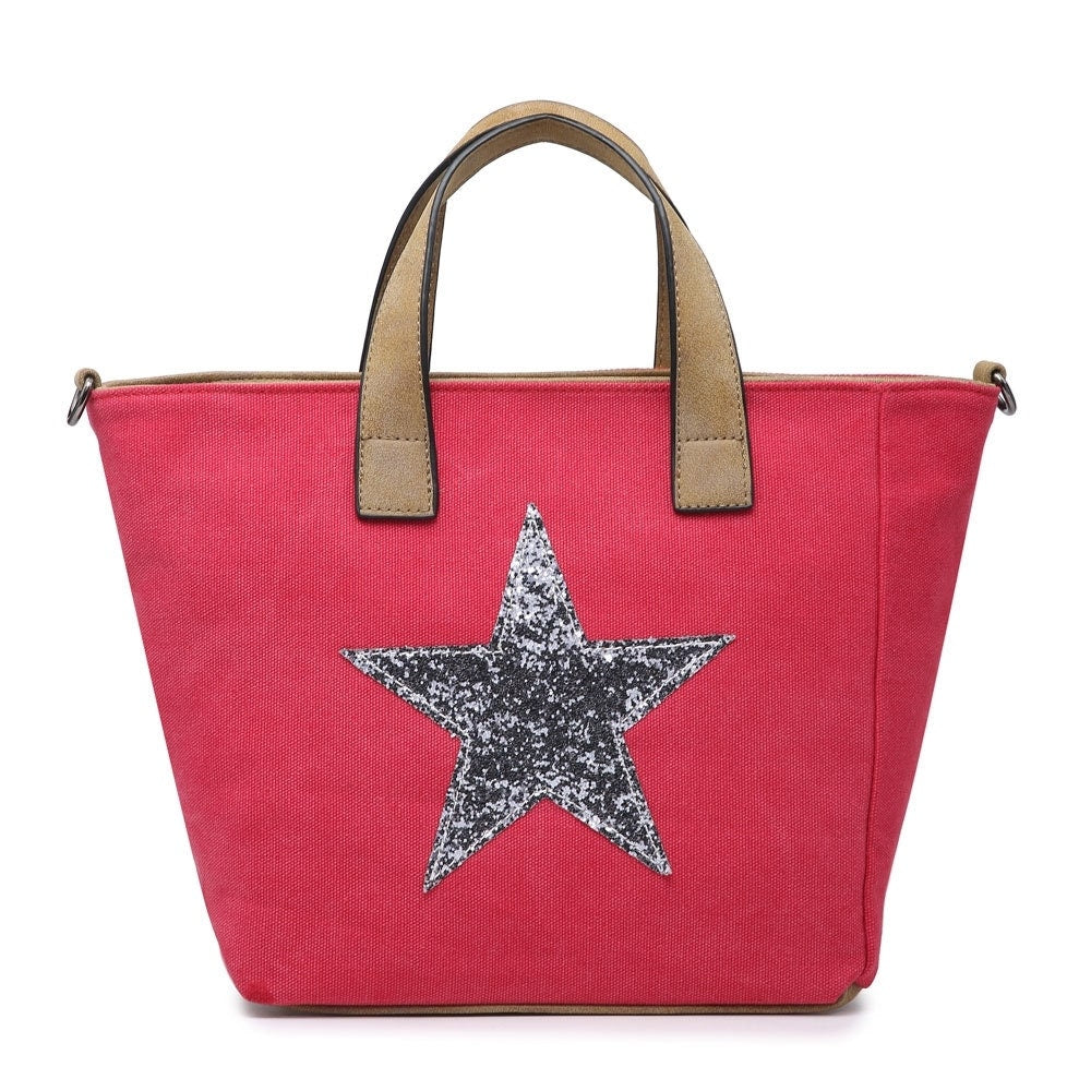 Fushia Canvas Handbag with Silver Star