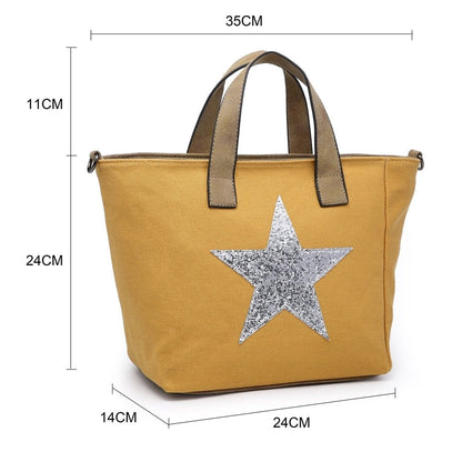 Fushia Canvas Handbag with Silver Star