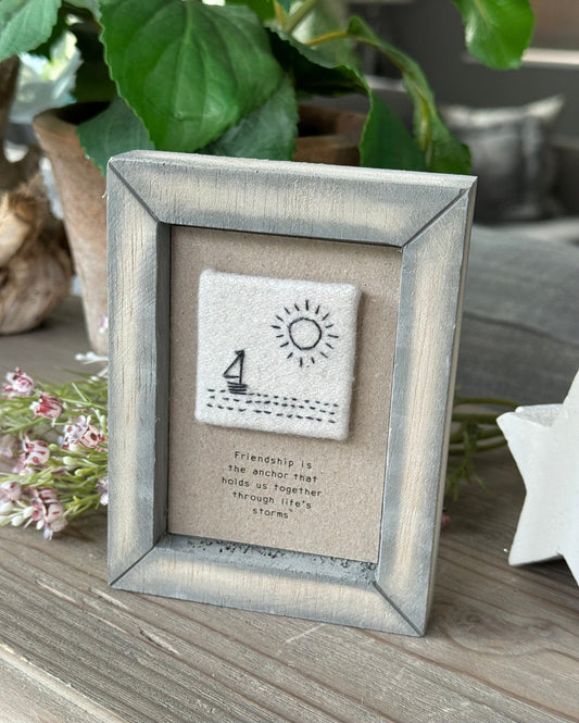 East of India A6 Embroidered Sign - Friendship is the anchor