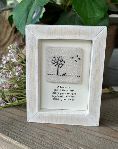 East of India A6 Embroidered Sign - Friend is the nIcest