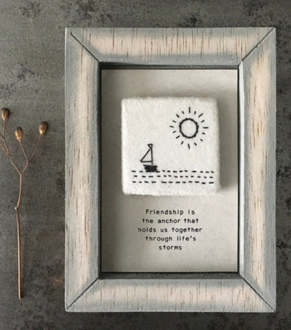 East of India A6 Embroidered Sign - Friendship is the anchor