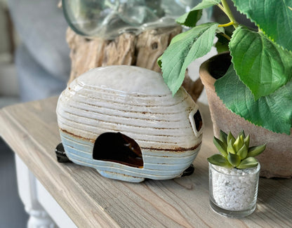 Blue Caravan Bunting Tealight Candle Holder